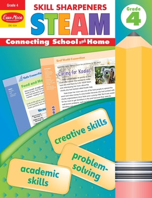 Evan-Moor Skill Sharpeners STEAM Workbook, Grade 4, Science, Technology, Engineering, Art, Math, Hands On Activities, Helping Others, Collaboration, Solve Real World Problems, Puzzles, Homeschool